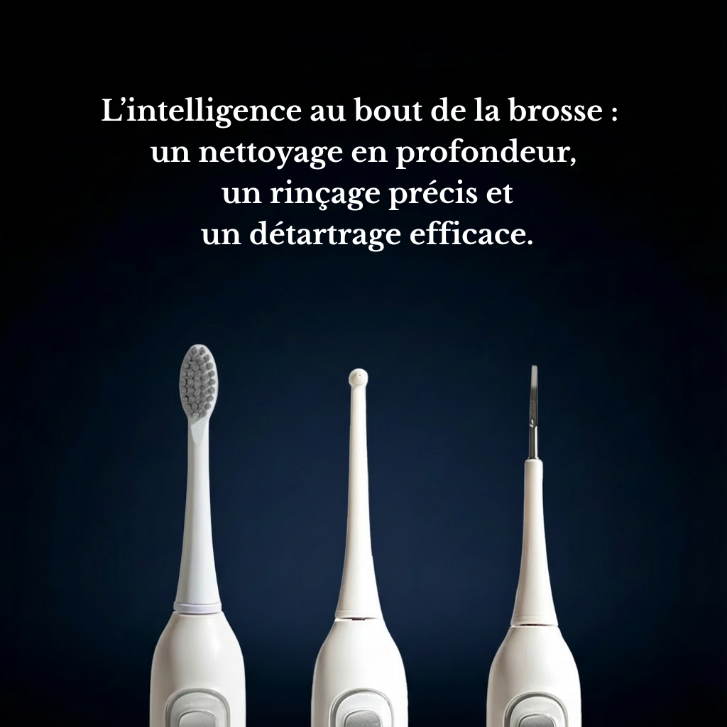 Brosse à dents 2 en 1 - Brossage + Jet dentaire