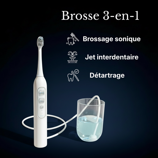 Brosse à dents 2 en 1 - Brossage + Jet dentaire