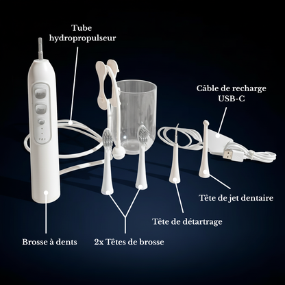 Brosse à dents 2 en 1 - Brossage + Jet dentaire